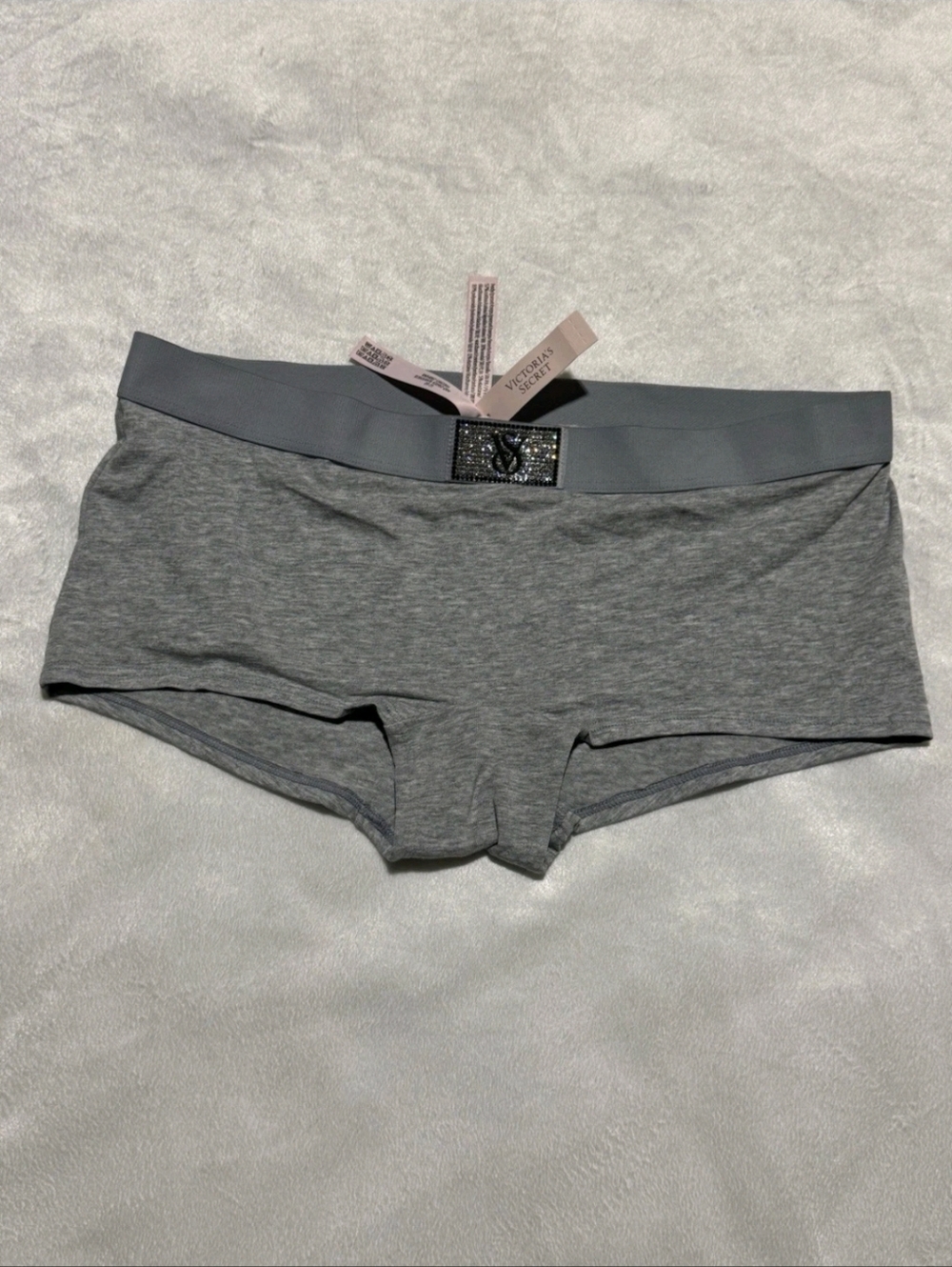 Victoria's Secret Gray Cotton Boyshorts with Logo Trim